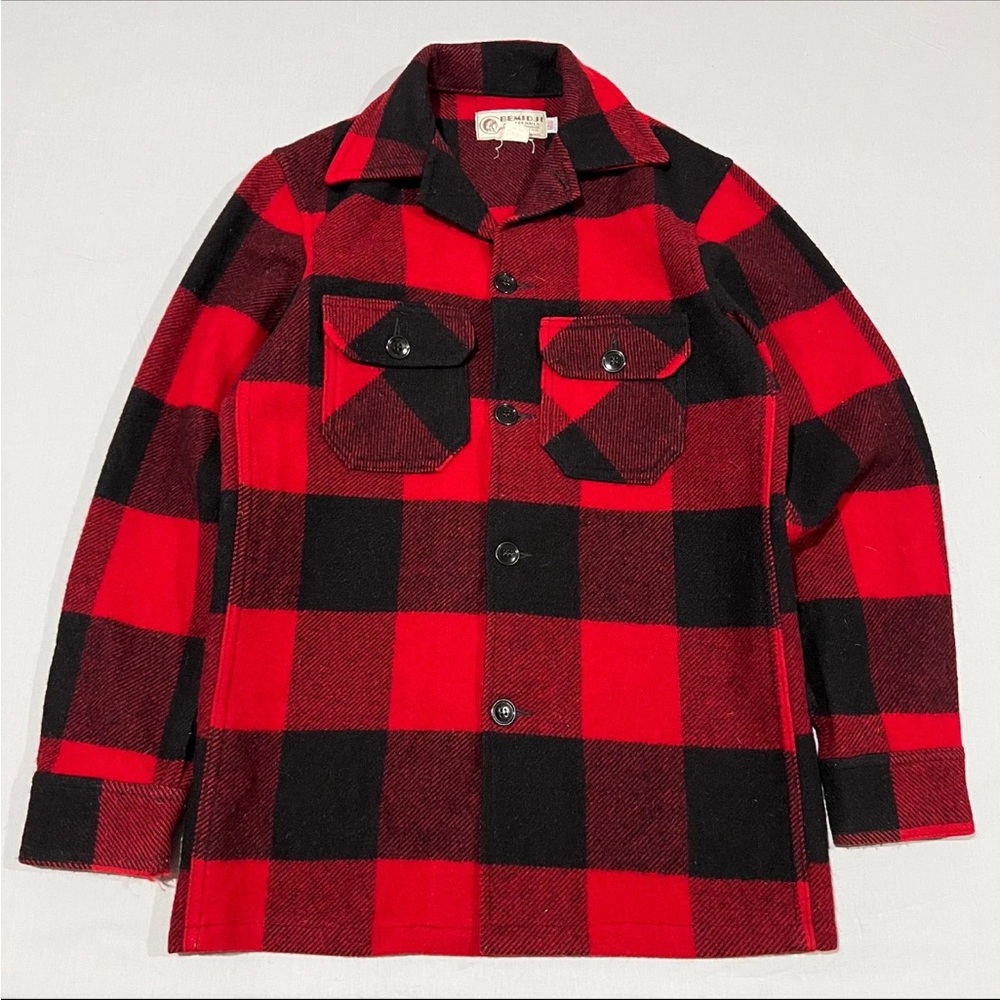 VTG Bemidji Woolen Mills Men's Red & Black Buffalo Check Shacket Jacket SMT